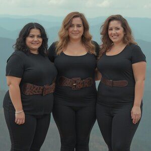 New Women Faux Leather Wide Black Elastic Leopard Brown Belt Square Plus M L XL